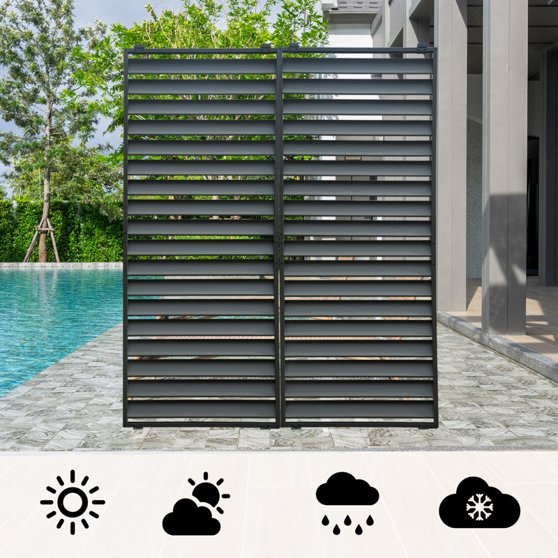 Domi Louvered Aluminum Privacy Screen Side Shutter Wall for